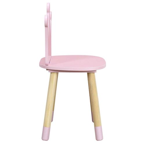 Chaise Enfant Rose, Piètement Nois Naturel Et Dossier Forme Couronne - Royaume