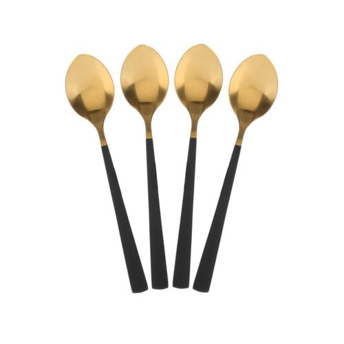 Ménagère 16 Pièces En Inox Or Manche Noir - Bistra