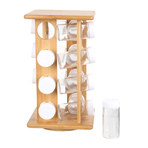 Présentoir à Epices Rotatif En Bambou 16 Pots - Spicy