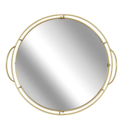 Plateau De Présentation Miroir Et Métal Doré D.34cm - Victor