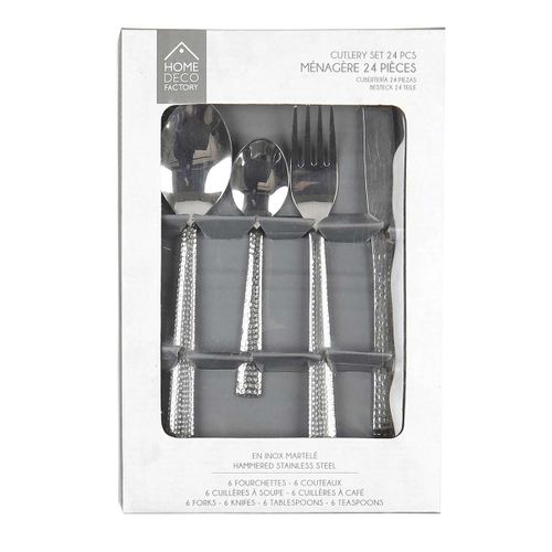 Ménagère 16 Pièces Inox Manche Effet Martelé - Mila