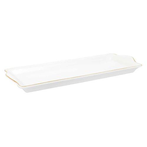 Plat De Service Rectangulaire En Porcelaine Liseré Doré 31x15 Cm - Class