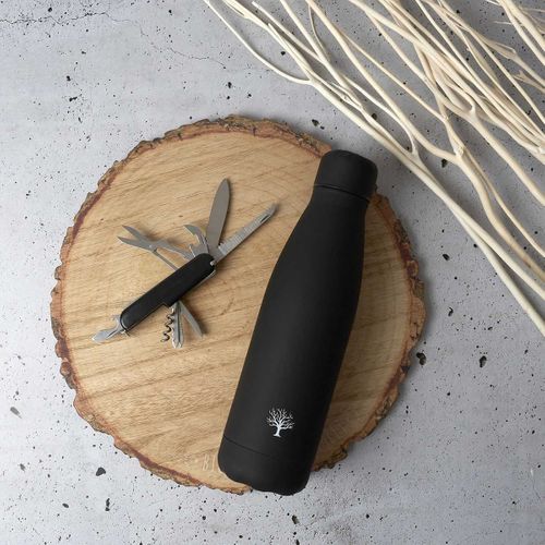 Bouteille Isotherme 50cl Noir Mat + Couteau Multifonction - Gollia