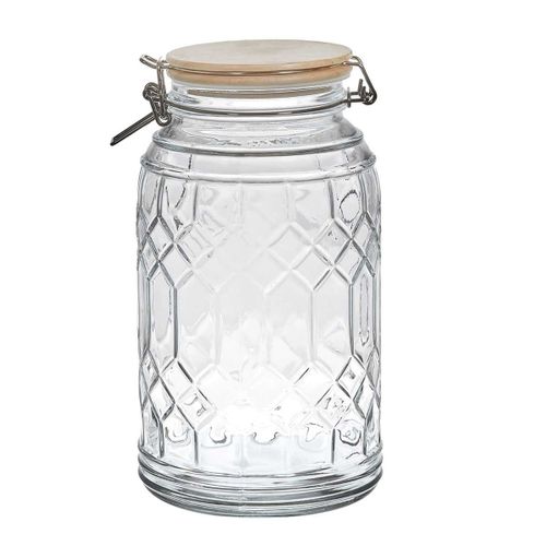 Lot De 2 Bocaux De Conservation 2,3l En Verre Couvercle Bambou - Vitras