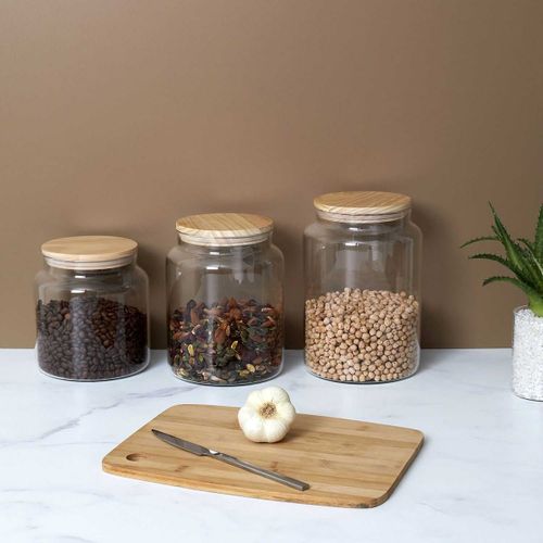 Bocal De Conservation 2,4l En Verre Couvercle Bois - Bosq