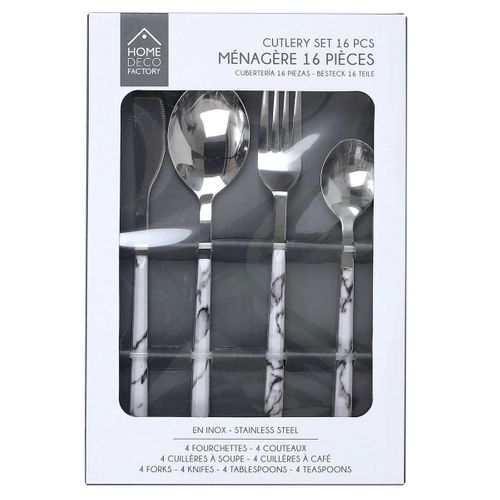 Ménagère 16 Pièces En Inox Manche Effet Marbre - Marble