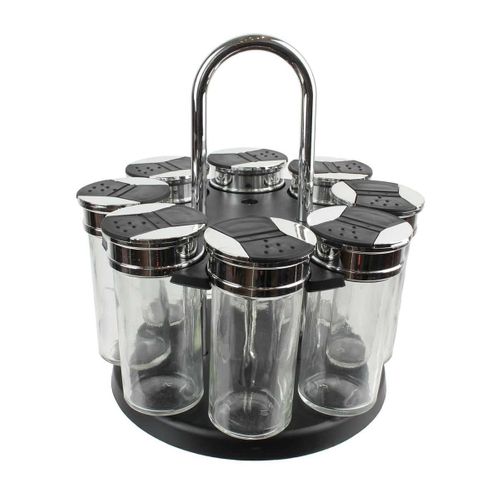 Carrousel à Epices 8 Pots En Verre Avec Couvercle Double Clapets - Curry