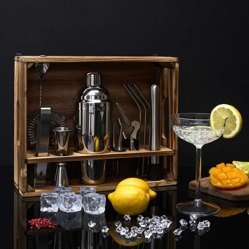 Coffret à Cocktail En Bois Avec 15 Accessoires - Bloodymary