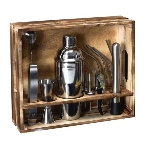 Coffret à Cocktail En Bois Avec 15 Accessoires - Bloodymary