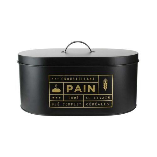 Boîte à Pain En Métal Noir Mat Et Doré - Dejna