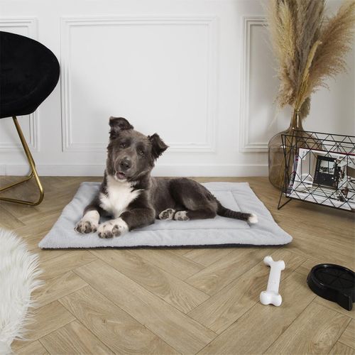 Tapis Pour Animaux 85x63cm Tissu Peluché Gris Clair - Sleepy