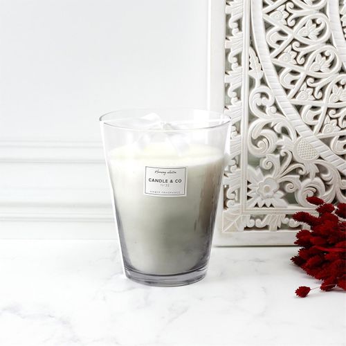 Grande Bougie Parfumée 3 Mèches Vase Gris Senteur Ambre H23cm - Elexi
