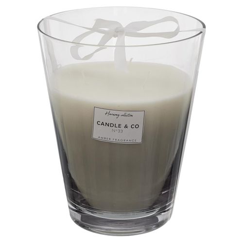 Grande Bougie Parfumée 3 Mèches Vase Gris Senteur Ambre H23cm - Elexi
