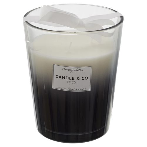 Bougie Parfumée 3 Mèches Vase Noir Senteur Linge Frais H16cm - Elexi
