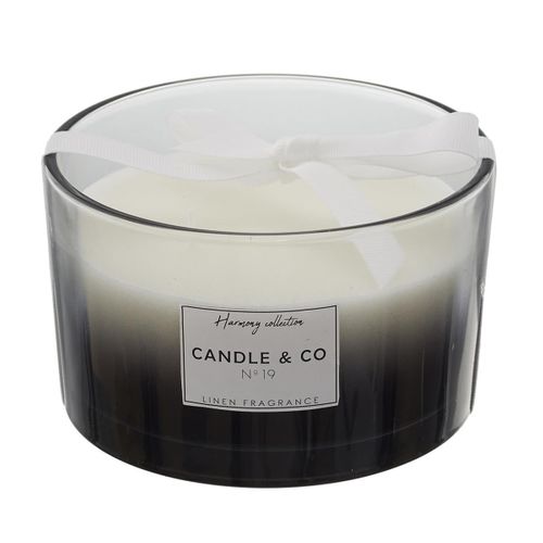 Bougie Parfumée 3 Mèches Teinte Noire Senteur Linge Frais Ø13x8cm - Elexi