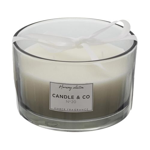 Bougie Parfumée 3 Mèches Teinte Grise Senteur Ambre D.13x8cm - Elexi
