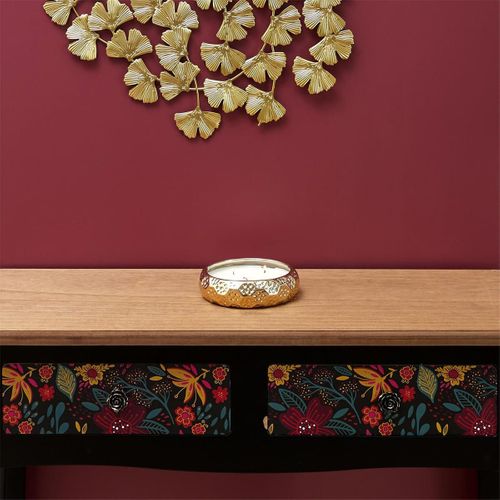 Bougie Parfumée En Céramique Dorée 3 Mèches Senteur Pivoine D.14cm - Pons