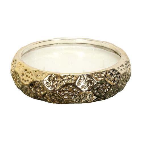 Bougie Parfumée En Céramique Dorée 7 Mèches Senteur Ambre Ø20cm - Pons