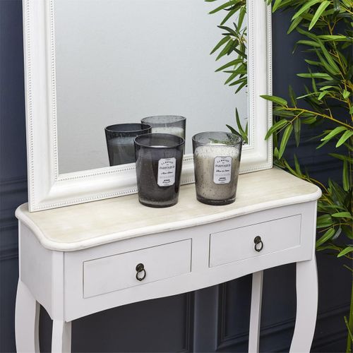 Bougie Parfumée En Verre Bullé Gris Clair Senteur Fleur De Coton H16cm - Rainy