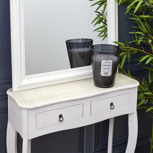 Bougie Parfumée En Verre Bullé Gris Foncé Senteur Musc Blanc H23cm - Rainy