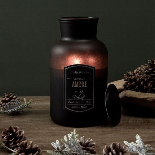 Bougie Parfumée Flacon Noir Mat Senteur Ambre - Mystic