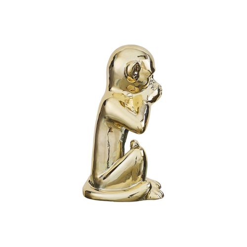 Statue Dorée Singe De La Sagesse "ne Parle Pas" H28cm - Zhihui