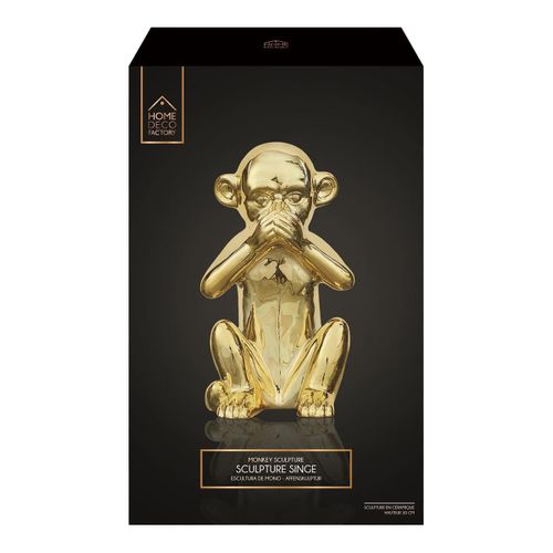 Statue Dorée Singe De La Sagesse "ne Parle Pas" H28cm - Zhihui