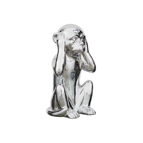 Statue Argentée Singe De La Sagesse "n'entends Pas" H28cm - Zhihui