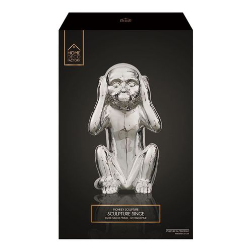 Statue Argentée Singe De La Sagesse "n'entends Pas" H28cm - Zhihui