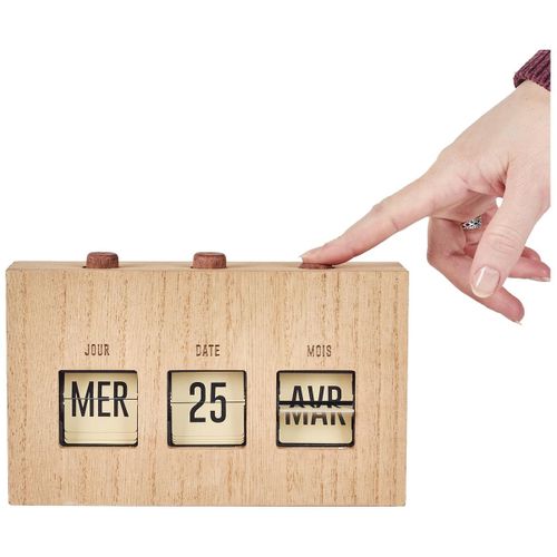 Calendrier Perpétuel Flip Flap Vintage Effet Bois Brut - Retrok