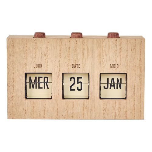 Calendrier Perpétuel Flip Flap Vintage Effet Bois Brut - Retrok