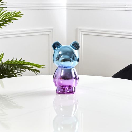 Figurine Ourson Electroplaquage Dégradé Rose Bleu H21,5cm - Mike
