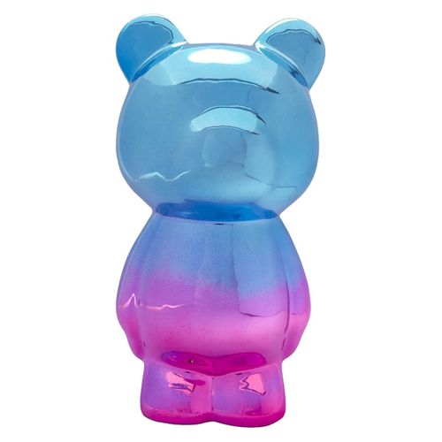 Figurine Ourson Electroplaquage Dégradé Rose Bleu H21,5cm - Mike