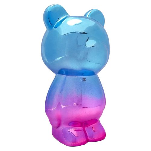 Figurine Ourson Electroplaquage Dégradé Rose Bleu H21,5cm - Mike