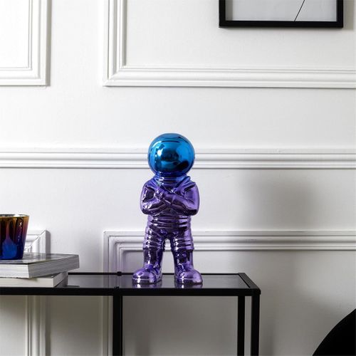 Figurine Astronaute Electroplaquage Dégradé Violet Bleu H33cm - Mike