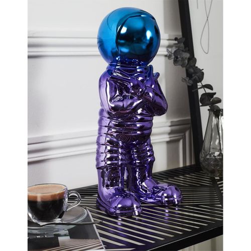 Figurine Astronaute Electroplaquage Dégradé Violet Bleu H33cm - Mike