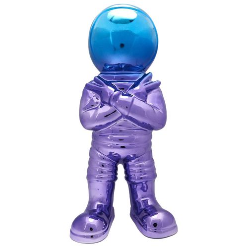 Figurine Astronaute Electroplaquage Dégradé Violet Bleu H33cm - Mike