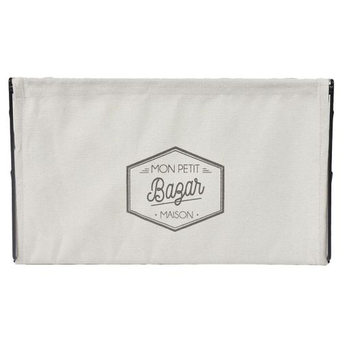 Bac De Rangement Pliable En Métal Noir Et Tissu Blanc 38x28cm - Louane