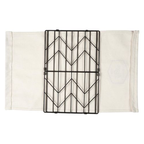 Bac De Rangement Pliable En Métal Noir Et Tissu Blanc 38x28cm - Louane