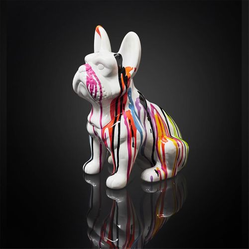 Statue Bulldog En Céramique Multicolore Brillant H30cm - Stoky