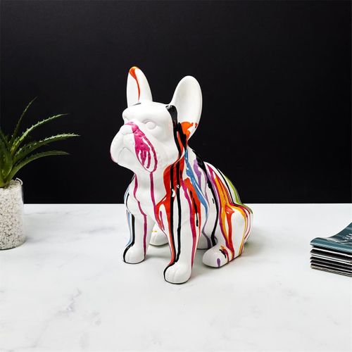 Statue Bulldog En Céramique Multicolore Brillant H30cm - Stoky