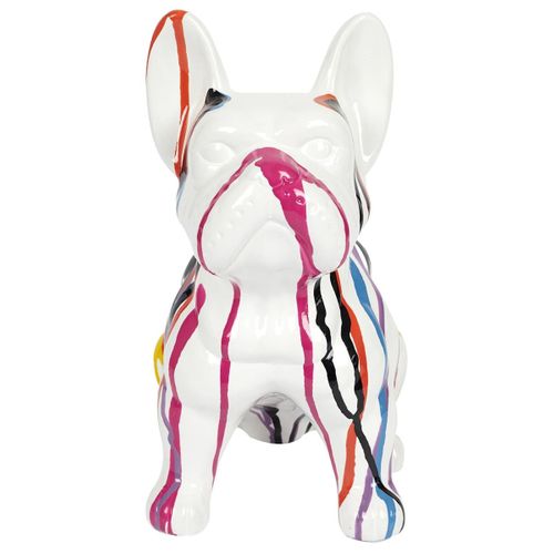 Statue Bulldog En Céramique Multicolore Brillant H30cm - Stoky