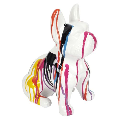 Statue Bulldog En Céramique Multicolore Brillant H30cm - Stoky