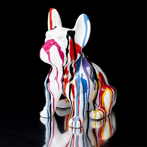 Statue Bulldog En Céramique Multicolore Brillant H30cm - Stoky