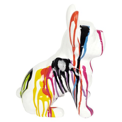 Statue Bulldog En Céramique Multicolore Brillant H30cm - Stoky