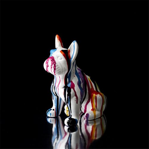 Statue Bulldog En Céramique Multicolore Brillant H20cm - Stoky