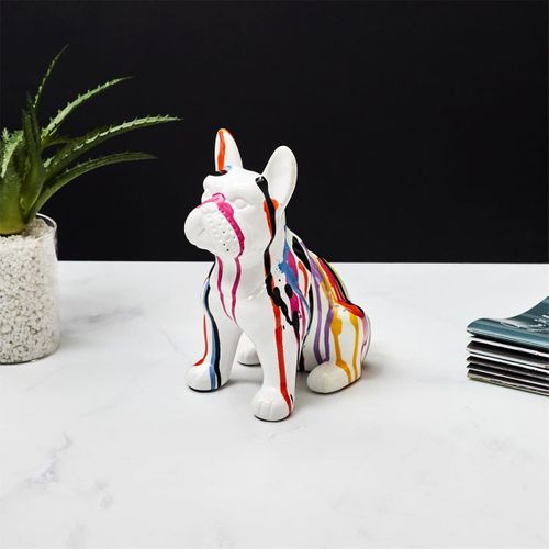 Statue Bulldog En Céramique Multicolore Brillant H20cm - Stoky