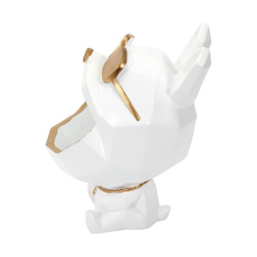 Vide-poche Chien à Lunettes Géométrique Blanc Et Or - Looky