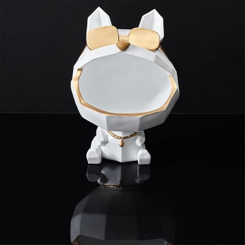 Vide-poche Chien à Lunettes Géométrique Blanc Et Or - Looky