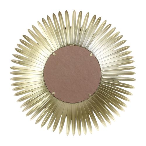 Miroir Cadre Plumes Dorées Ø53cm - Aigus